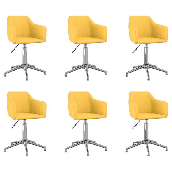 vidaXL Chaises pivotantes &agrave; manger lot de 6 jaune tissu