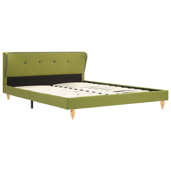 vidaXL Cadre de lit sans matelas vert tissu 135x190 cm