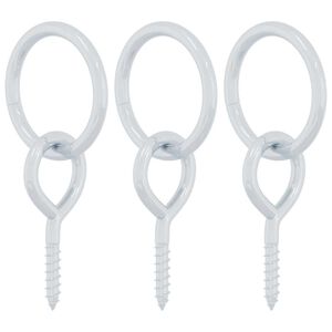 vidaXL Anneaux d'attache pour chevaux avec vis &agrave; &oelig;il 3 pcs argent&eacute; acier