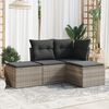 vidaXL Salon de jardin 4 pcs avec coussins gris clair r&eacute;sine tress&eacute;e