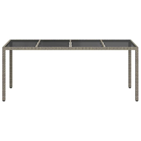 vidaXL Table de jardin Gris 190x90x75 cm Verre trempé/résine tressée