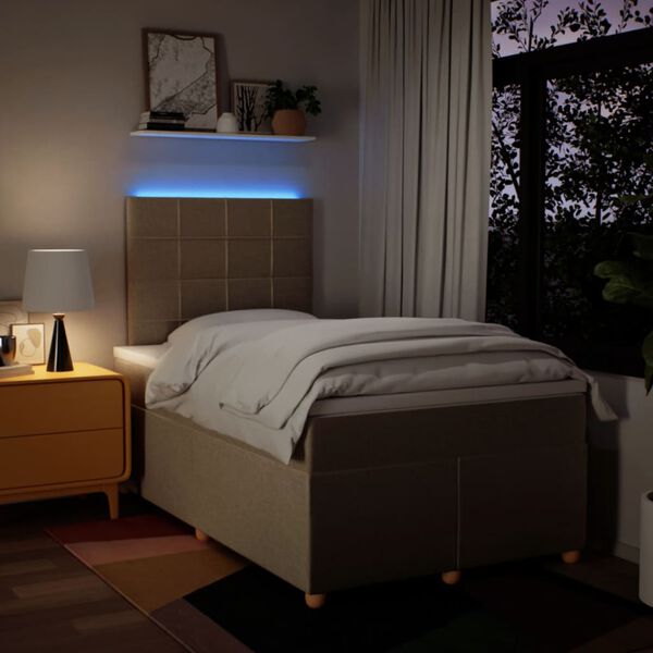 vidaXL Sommier &agrave; lattes de lit avec matelas Cr&egrave;me 120x200 cm Tissu