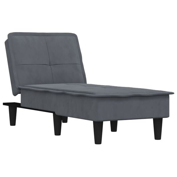 vidaXL Chaise longue gris foncé velours