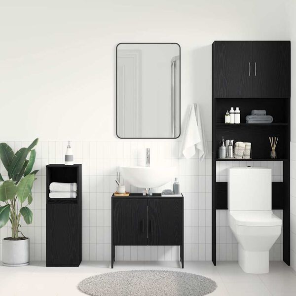 vidaXL Meuble de Lavabo de Salle de Bain Ch&ecirc;ne noir 60 x 30 x 60 cm
