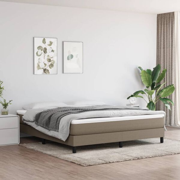 vidaXL Sommier &agrave; lattes de lit avec matelas Taupe 180x200 cm Tissu