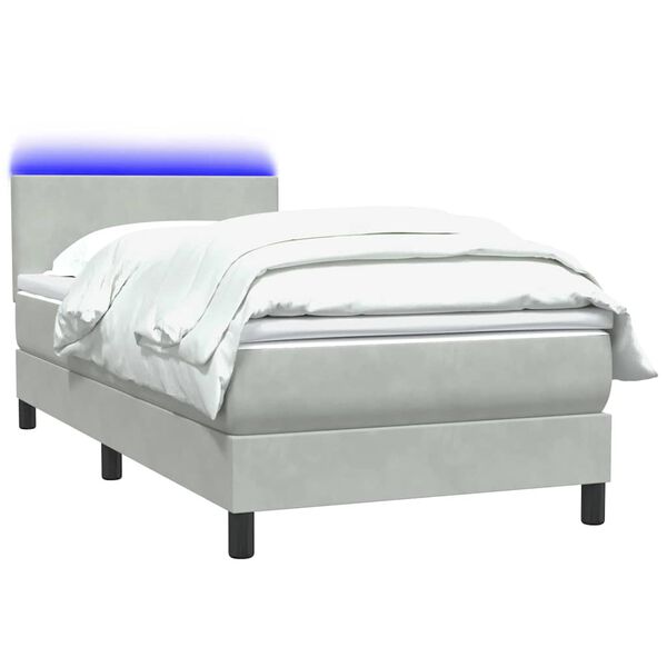 vidaXL Sommier &agrave; lattes de lit et matelas et LED gris clair 100x210cm velours