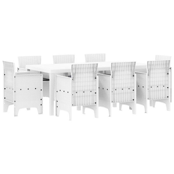 vidaXL Ensemble de salle &agrave; manger pour jardin 9 pcs Blanc