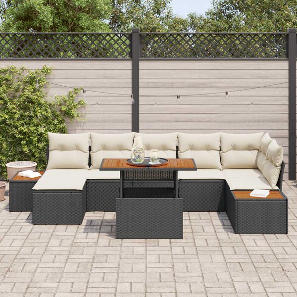 vidaXL Ensemble de salle &agrave; manger pour jardin 8 pcs Noir et Beige
