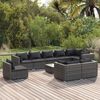 vidaXL Salon de jardin 10 pcs avec coussins R&eacute;sine tress&eacute;e Gris