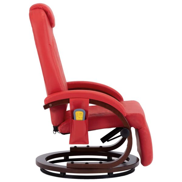 vidaXL Fauteuil de massage TV inclinable rouge similicuir