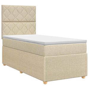 vidaXL Lit boxspring avec matelas Cr&egrave;me 90 x 200 cm Tissu