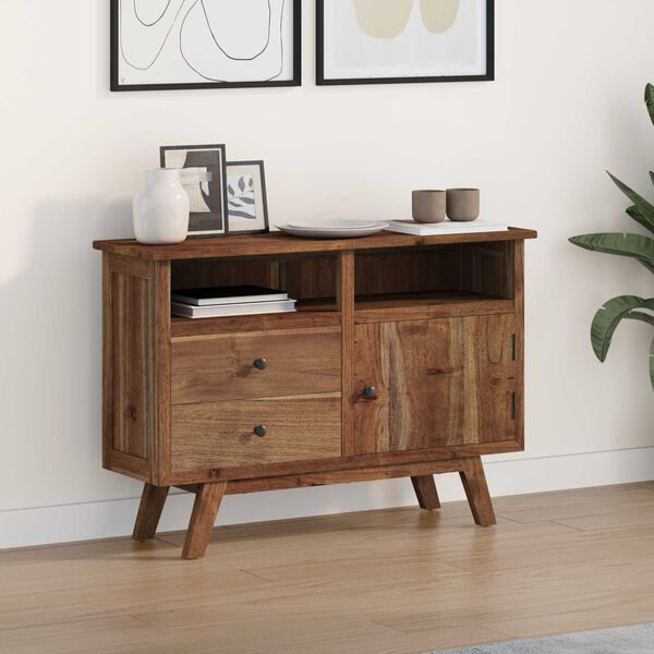 vidaXL Buffet avec tiroir Naturel 100 x 30 x 68 cm Bois de teck massif