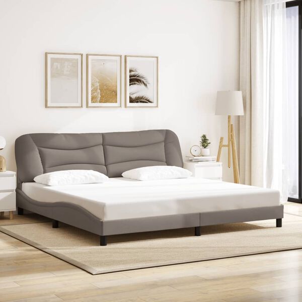 vidaXL Cadre de lit avec LED sans matelas Hvar taupe 200x200 cm tissu