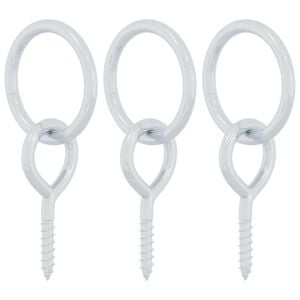 vidaXL Anneaux d'attache pour chevaux avec vis &agrave; &oelig;il 3 pcs argent&eacute; acier