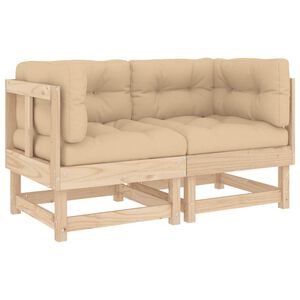 vidaXL Canap&eacute;s d'angle avec coussins 2 pcs bois de pin massif