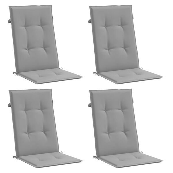 vidaXL Coussins de chaise de jardin &agrave; dossier haut lot de 4 gris tissu