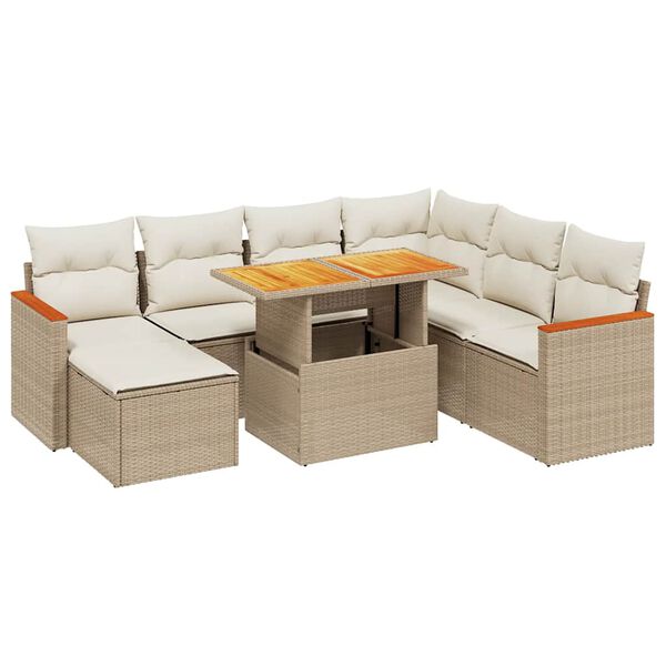 vidaXL Salon de jardin avec coussins 8 pcs beige r&eacute;sine tress&eacute;e