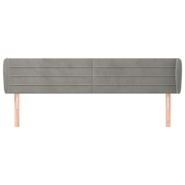 vidaXL T&ecirc;te de lit avec oreilles Gris clair 163x23x78/88 cm Velours