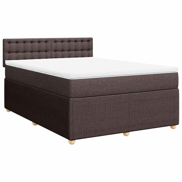 vidaXL Sommier &agrave; lattes de lit avec matelas Marron fonc&eacute; 140x190 cm