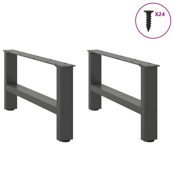 vidaXL Pieds de table basse Anthracite 2 pi&egrave;ces 60 x (30-31) cm Acier