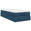 vidaXL Cadre de lit ottoman avec matelas bleu fonc&eacute; 90x200 cm velours
