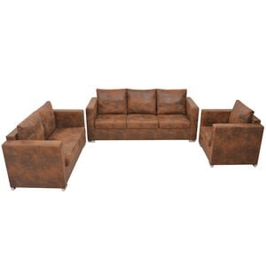 vidaXL Ensemble de canap&eacute;s 3 pcs cuir daim synth&eacute;tique