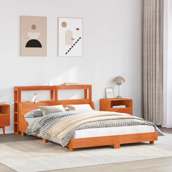 vidaXL Cadre de lit sans matelas cire marron 140x190cm bois pin massif