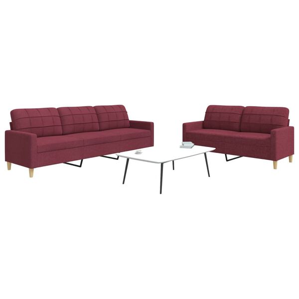 vidaXL Ensemble de canap&eacute;s 2 pcs rouge bordeaux tissu
