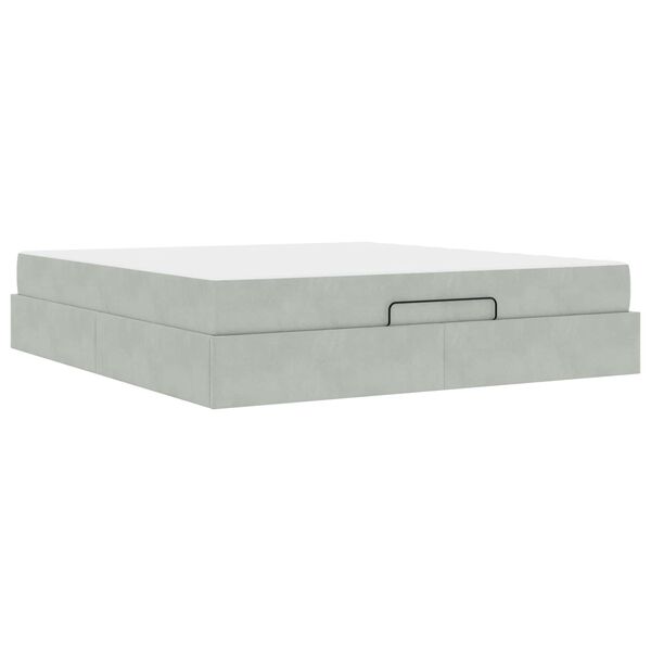 vidaXL Cadre de lit avec matelas avec matelas 2 pcs Gris clair Velours