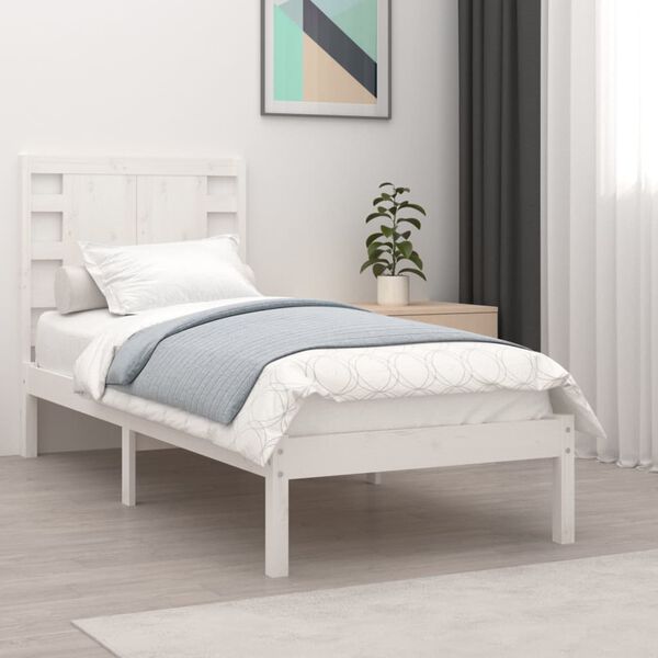 vidaXL Cadre de lit sans matelas blanc 75x190 cm bois massif