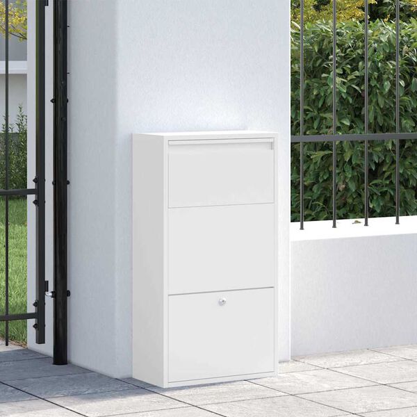 vidaXL Bo&icirc;te de d&eacute;p&ocirc;t de colis avec porte Blanc 44 x 22 x 82 cm Acier
