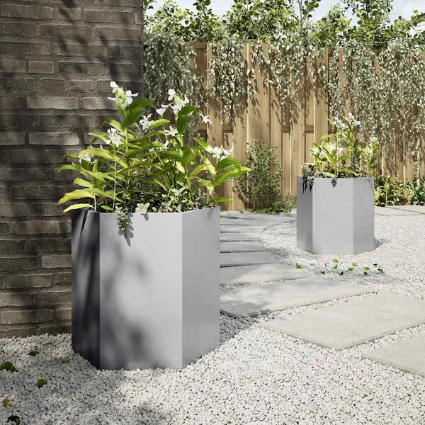 vidaXL Jardini&egrave;res 2 pcs hexagone 46x40x45 cm acier galvanis&eacute;