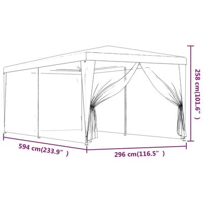 vidaXL Tente de fête avec 6 parois latérales en maille Bleu 3x6 m PEHD