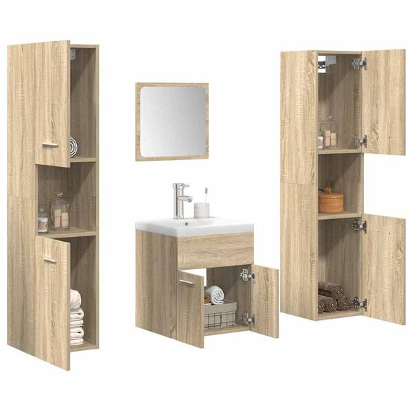 vidaXL Ensemble de meubles de salle de bain 5 pcs ch&ecirc;ne sonoma