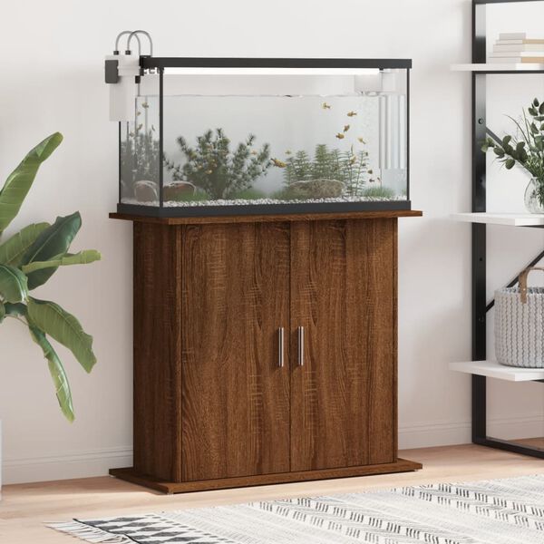 vidaXL Support pour aquarium ch&ecirc;ne marron 81x36x73cm bois d'ing&eacute;nierie