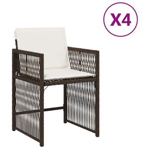 vidaXL Chaises de jardin avec coussins lot de 4 marron r&eacute;sine tress&eacute;e