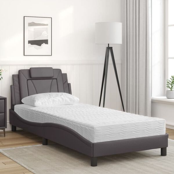vidaXL Lit Viana avec matelas gris 80x200 cm similicuir