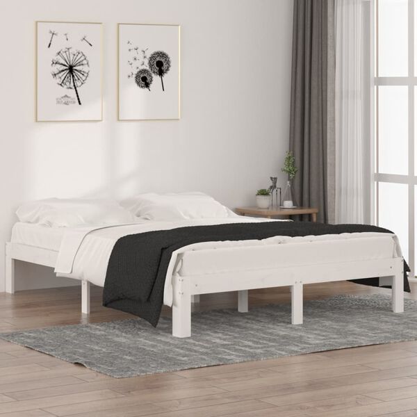 vidaXL Cadre de lit sans matelas blanc bois massif 150x200 cm