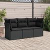 vidaXL Salon de jardin 3 pcs avec coussins noir r&eacute;sine tress&eacute;e
