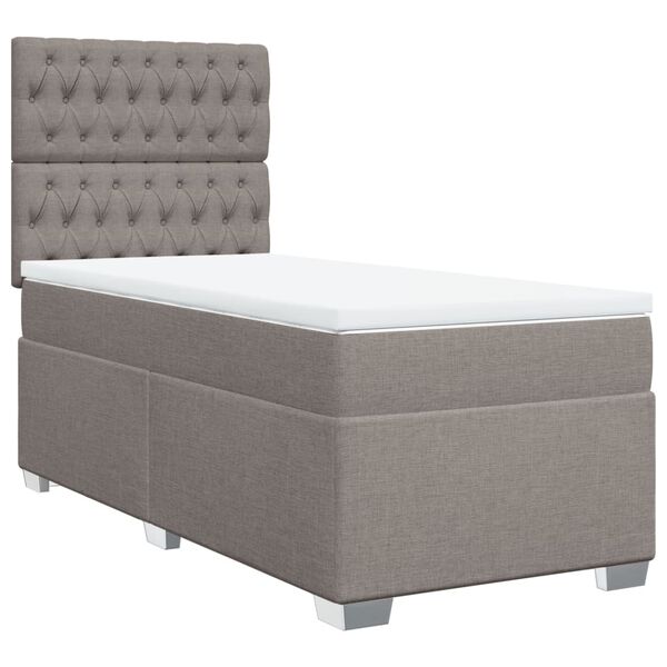 vidaXL Sommier &agrave; lattes de lit avec matelas Taupe 100x200 cm Tissu