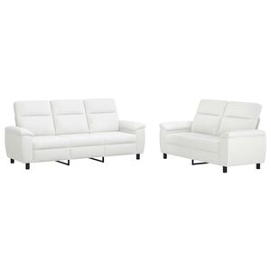 vidaXL Ensemble de Canap&eacute;s 2 pcs Blanc Tissu