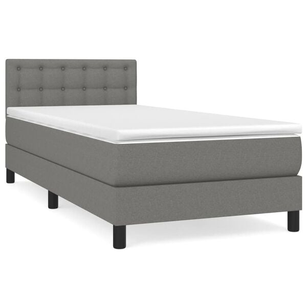 vidaXL Sommier &agrave; lattes de lit avec matelas Gris fonc&eacute; 100x200cm Tissu