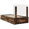 vidaXL Cadre de lit avec tiroir Ch&ecirc;ne fum&eacute; 75 x 190 cm Bois Ing&eacute;nierie