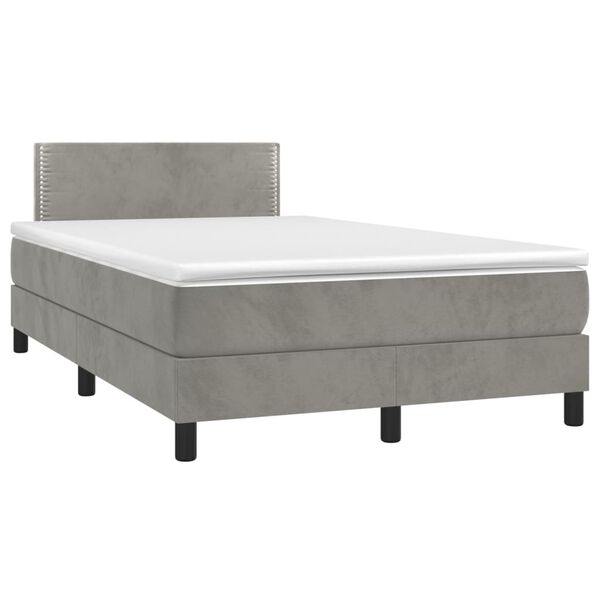 vidaXL Sommier &agrave; lattes de lit et matelas Gris clair 120x200cm Velours