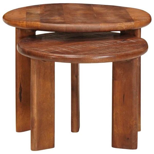 vidaXL Tables basses gigognes 2 pcs Marron miel Bois de mangue massif