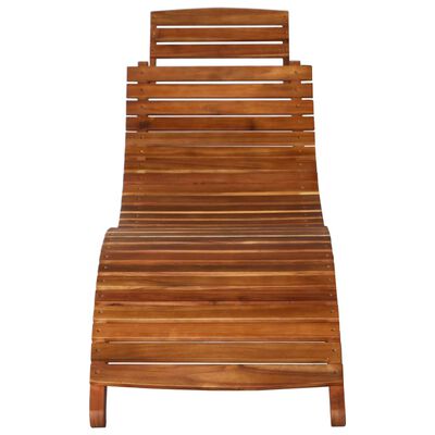 vidaXL Chaise longue avec table à thé 3 pcs Bois d'acacia massif