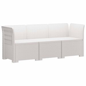 vidaXL Canap&eacute; de jardin 3 places style rotin PP Blanc