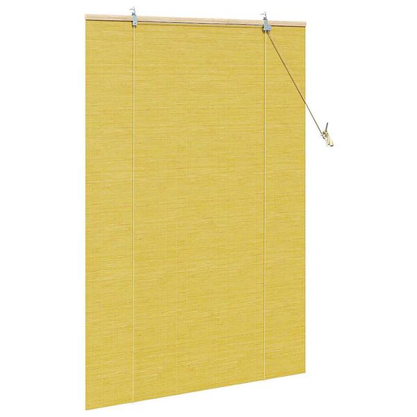 vidaXL Store enrouleur avec des rideaux Jaune 120 x 160 cm Bambou