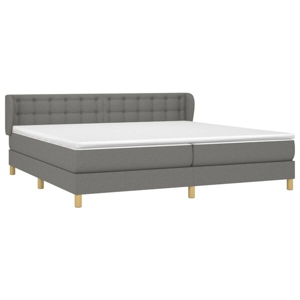 vidaXL Sommier &agrave; lattes de lit avec matelas Gris fonc&eacute; 200x200cm Tissu