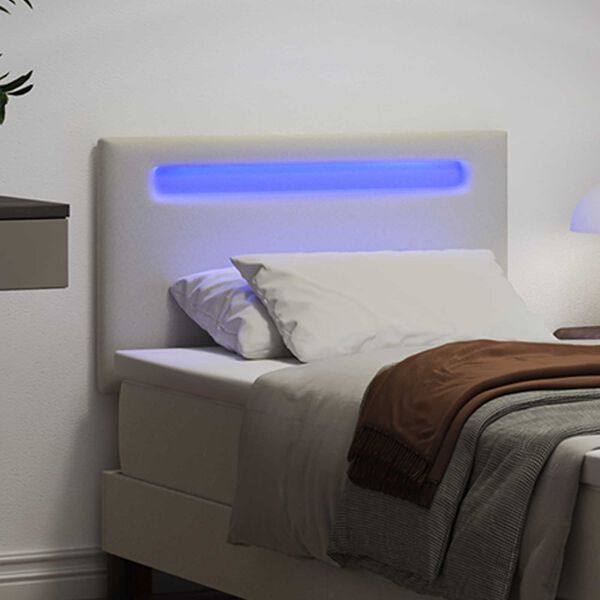 vidaXL T&ecirc;te de lit LED Blanc 100 cm Cuir synth&eacute;tique